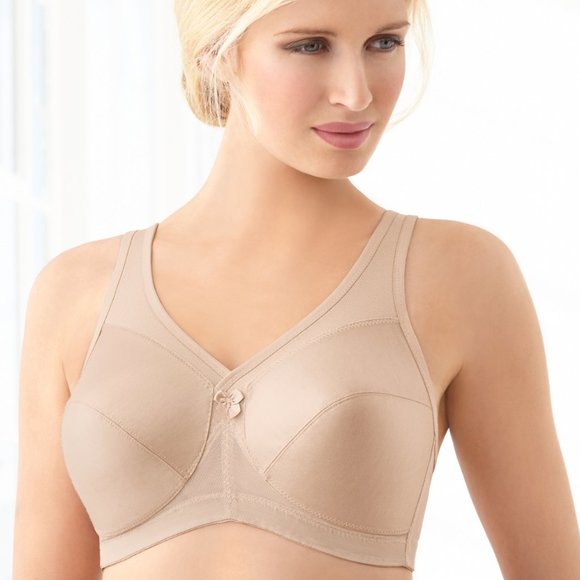 Glamorise Bra 50B Full-Figure Active Support Magic Lift Cotton Blend Nude NEW - Picture 4 of 17